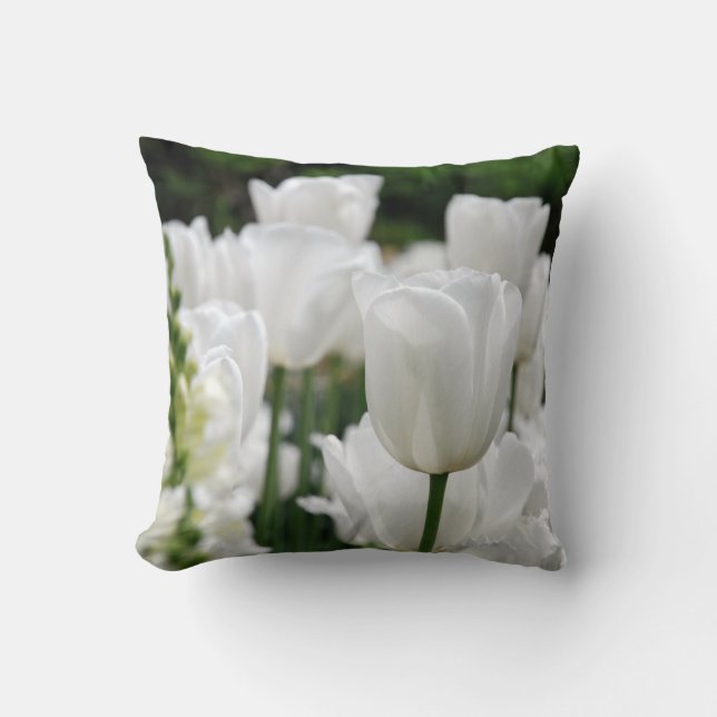white tulip garden cushion (Front)