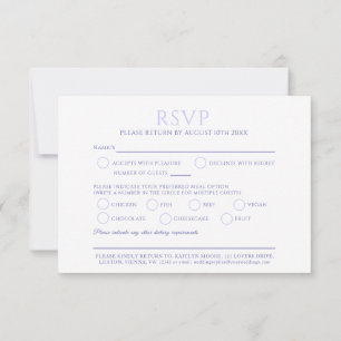 White tulip monogram meal option wedding event RSVP card