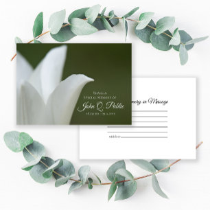 White Tulip on Green Share a Memory Funeral Card