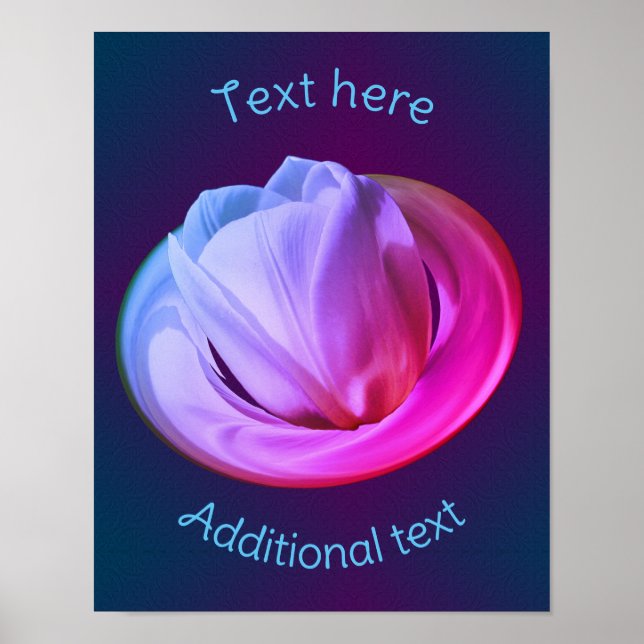 White Tulip Petals Tinted Abstract Personalised Poster (Front)