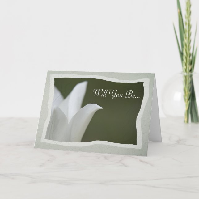 White Tulip Will You Be My Bridesmaid Invitation (Front)