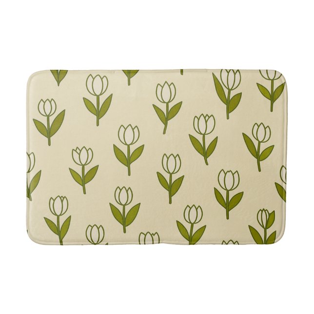 White Tulips Bath Mat (Front)