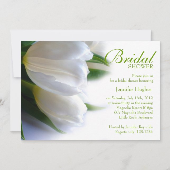 White Tulips Bridal Shower Invitation (Front)