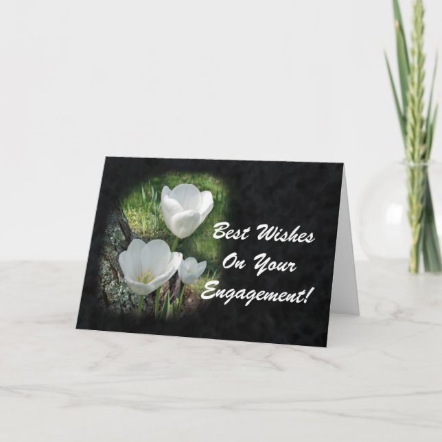 White Tulips Engagement Card (Front)
