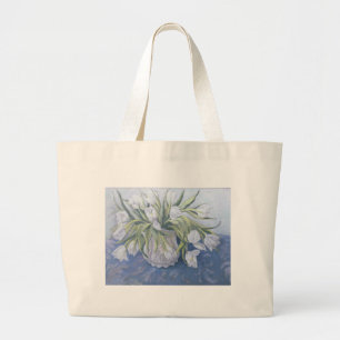 White Tulips Large Tote Bag