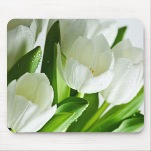 White Tulips Mouse Mat