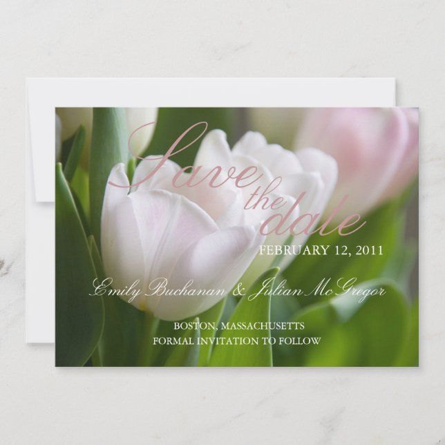 White Tulips • Save the Date Announcement (Front)