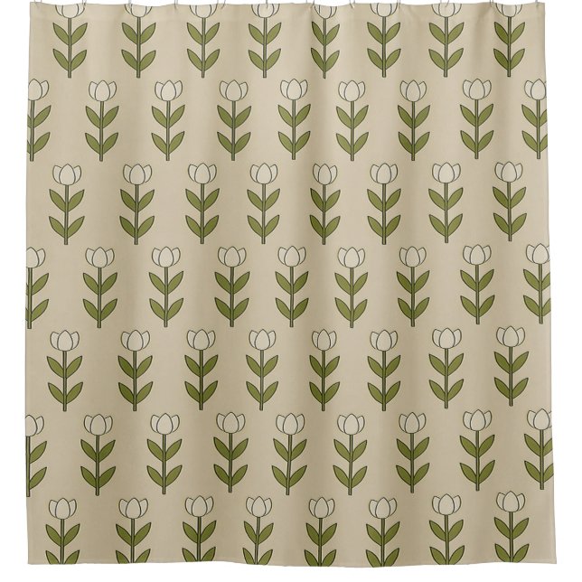White Tulips Shower Curtain (Front)