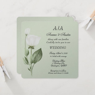 White Tulips Spring Wedding Invitation