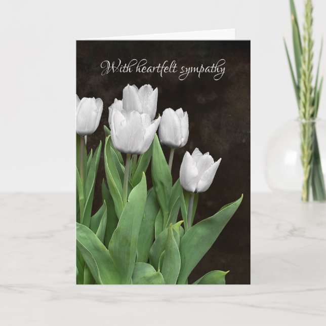 White Tulips Sympathy Card (Front)