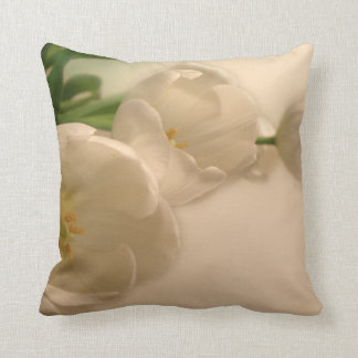White Tulips Throw Pillow