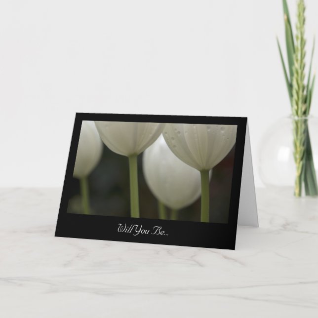 White Tulips Will You Be My Bridesmaid Invitation (Front)