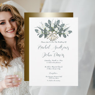 White Tulips With Gold, Wedding Invitation