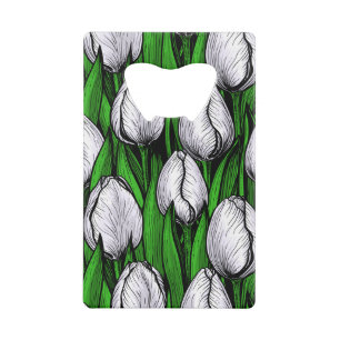 White tulips with green leaves