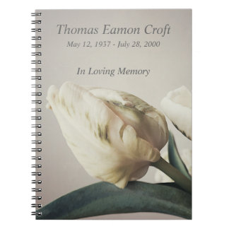 White tulips with green markings notebook