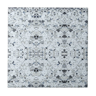 White tumbled grey geometric art ceramic tile
