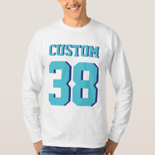 White & Turquoise Adults   Sports Football Jersey T-Shirt