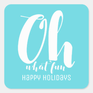 White Turquoise Oh What Fun Holiday Stickers