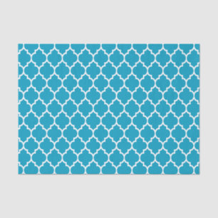 White  Turquoise Quatrefoil Pattern Tissue Paper