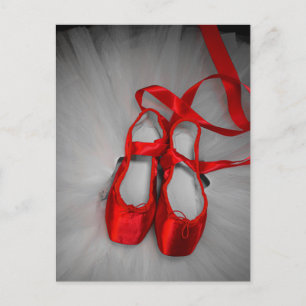 White tutu with Red ballet shoes Postcard