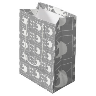 White Tweety Bird On Grey Baby Nursery Kids Medium Gift Bag