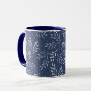 White twigs on blue. mug