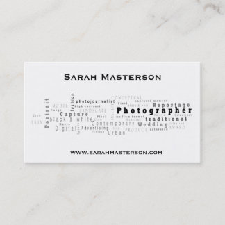 White Typographic Photographer business card