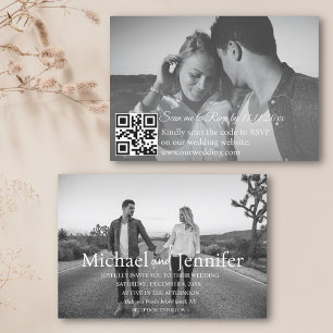 white typography 2 photos qr code rsvp wedding invitation