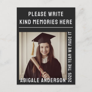 White Typography and Photo Graduation Book Sign Holiday Postcard