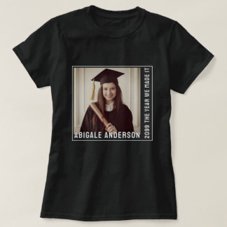 White Typography and Photo Graduation T-Shirt