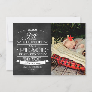 White Typography Chalkboard Christmas Photo Card