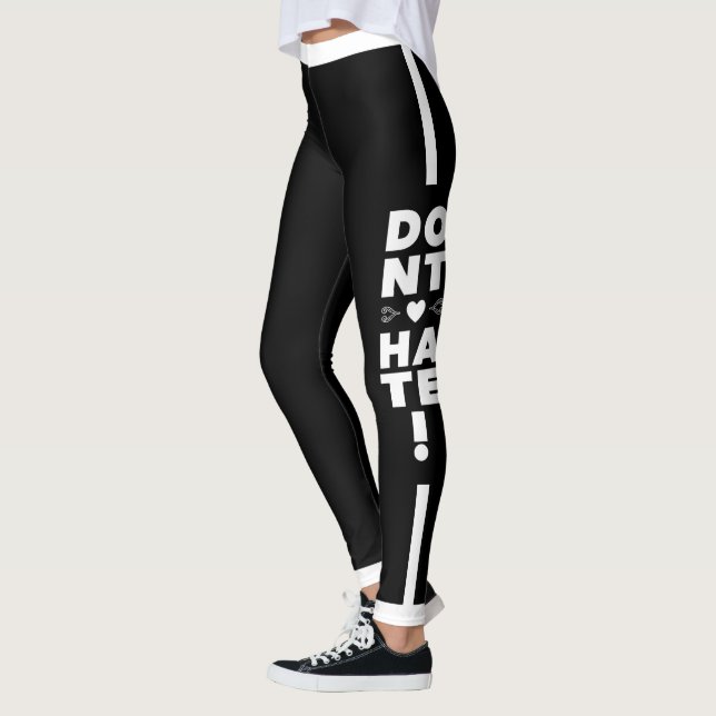 White Typography on BLACK Leggings (Left)