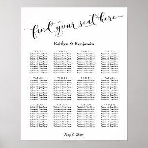 White Typography Wedding Reception Seating Chart