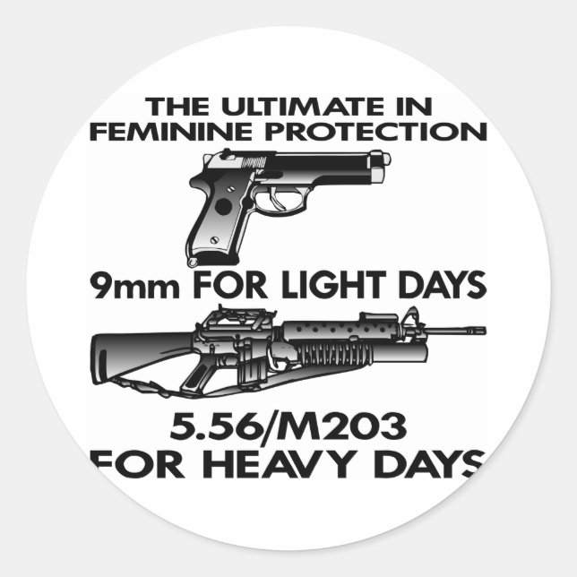White Ultimate Feminine Protection Classic Round Sticker (Front)