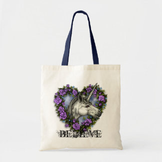 White Unicorn BELIEVE! Tote Bag