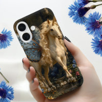 White Unicorn Blue Fairy Wings Fantasy Castle