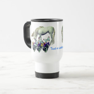White Unicorn Butterflies Fantasy Personalised  Travel Mug
