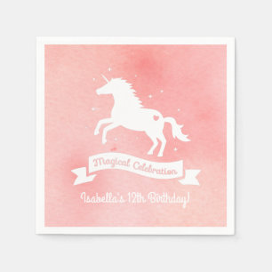 White Unicorn Fantasy Girls Birthday Party Napkins