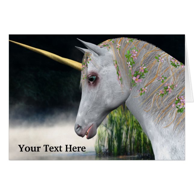 White Unicorn Fantasy Horse Photo Card (Front Horizontal)