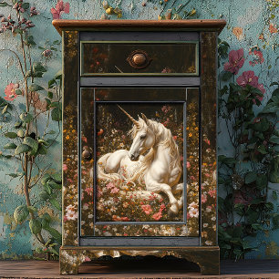 White Unicorn Floral Fairytale Meadow Fantasy Art Tissue Paper