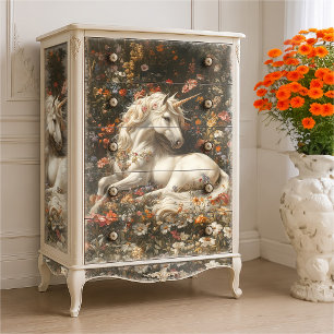 White Unicorn Floral Meadow Fantasy Art Fairytale Tissue Paper