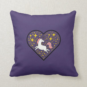 White Unicorn Flying Horse Shining Stars Glitter Cushion