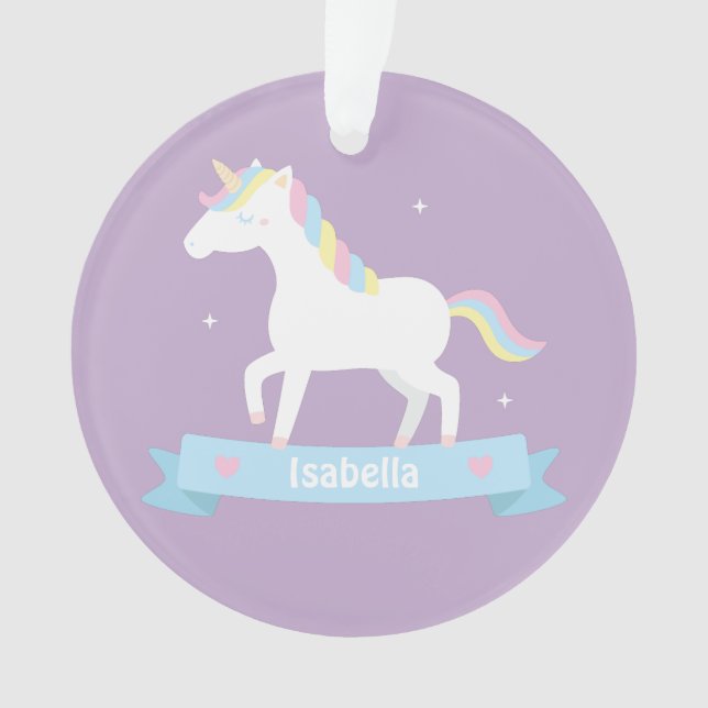 White Unicorn Girls Room Decor Ornament (Front)