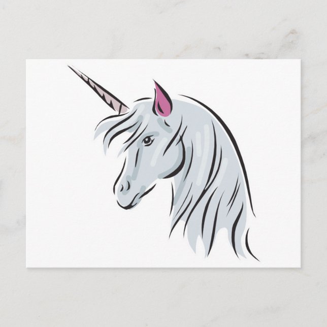 white unicorn head postcard (Front)
