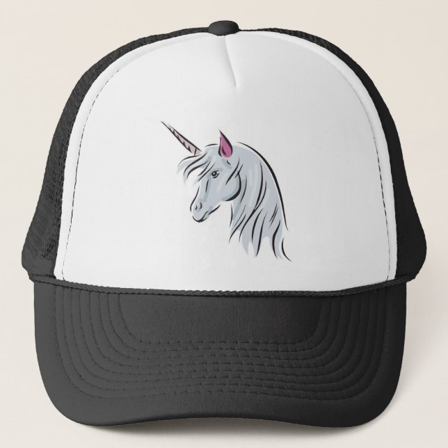 white unicorn head trucker hat (Front)