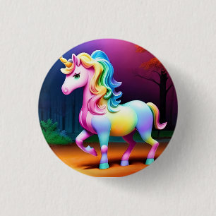 White Unicorn Horse-37474 3 Cm Round Badge