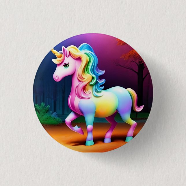 White Unicorn Horse-37474 3 Cm Round Badge (Front)