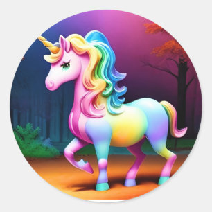 White Unicorn Horse-37474 Classic Round Sticker