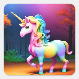 White Unicorn Horse-37474 Square Sticker