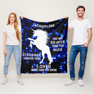 White Unicorn Inspiring Teen Girl Quote  Fleece Blanket